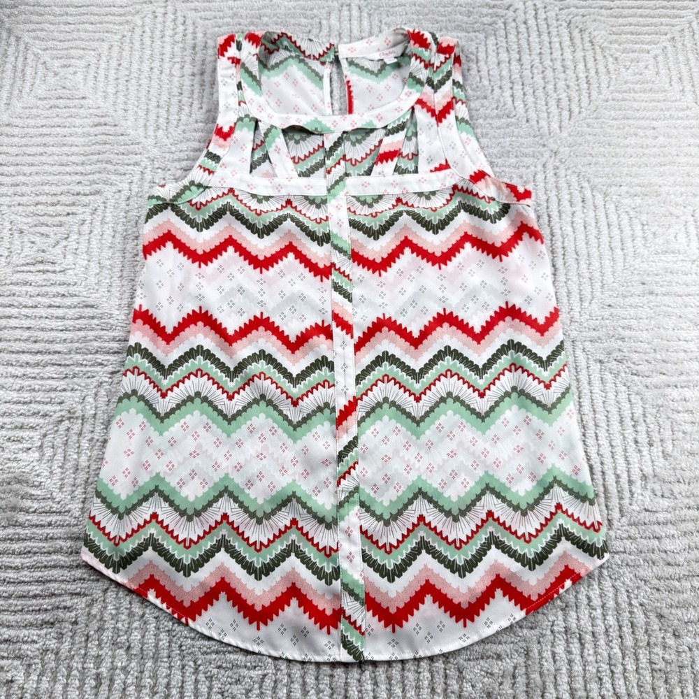 Candies Blouse Womens S Chevron Cutout Cage Neck Boho Top Bohemian Geometric Y2K